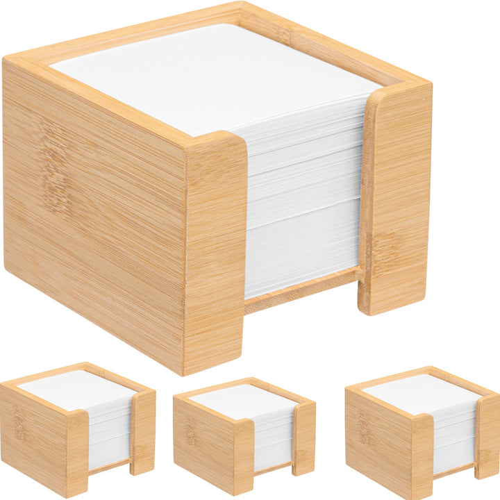 Zettelbox Bambus, nachhaltiger Zettelkasten Holz, Notizzettel Halter, 900 Blatt holzfreies Papier 70