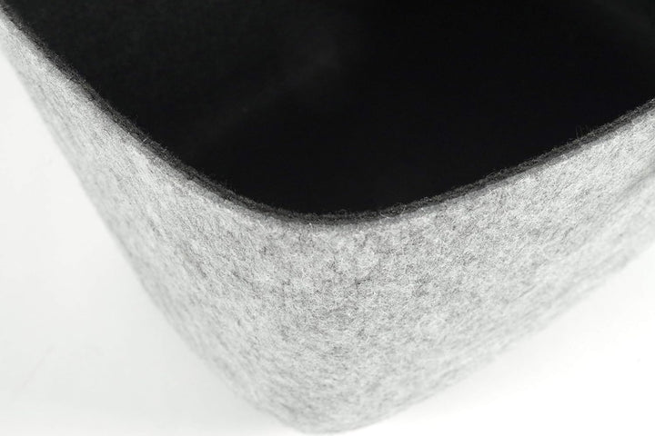 Kobolo Filzkorb grau-schwarz mit Aluhenkeln, 36x22x18 cm, Filztasche, Einkaufskorb, Tragekorb robust