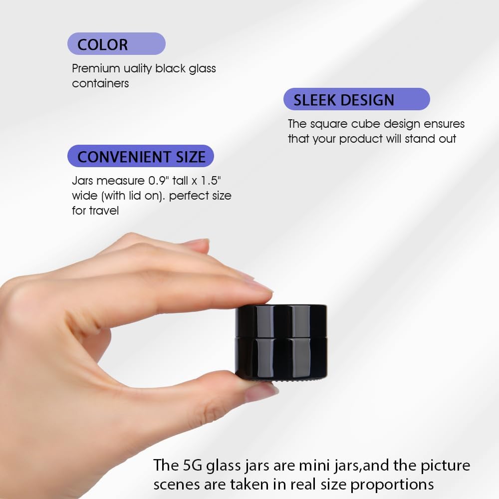 MOFIST 5 g dicke, schwarze UV-Schutz, kleine Gläser mit Deckel, 5 ml, Konzentrat, Gläser für luftdic