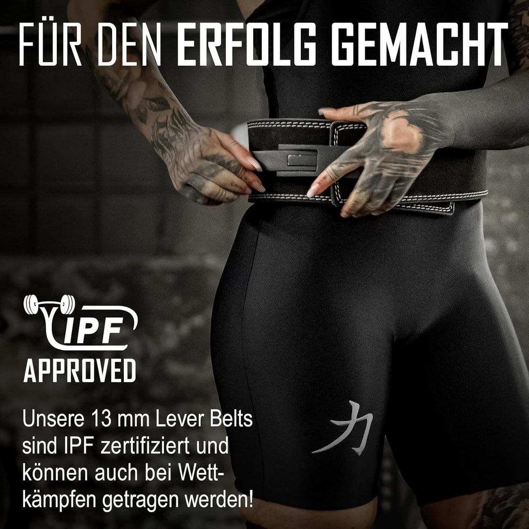 Strength Shop 13mm Lever Belt Gewichthebergürtel + Hebelschnalle, IPF-Zertifiziert für Wettkampf & C
