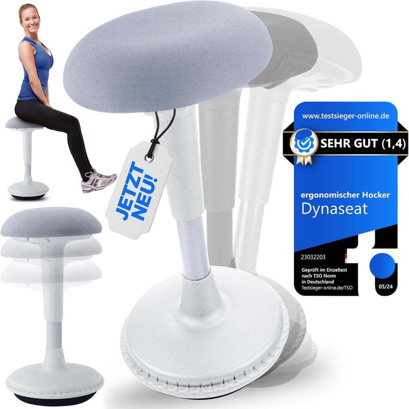 Dynaseat Ergonomischer Hocker höhenverstellbar zum Sitzen & Stehen (Weiss, 65-85 Variante) - Sitzho