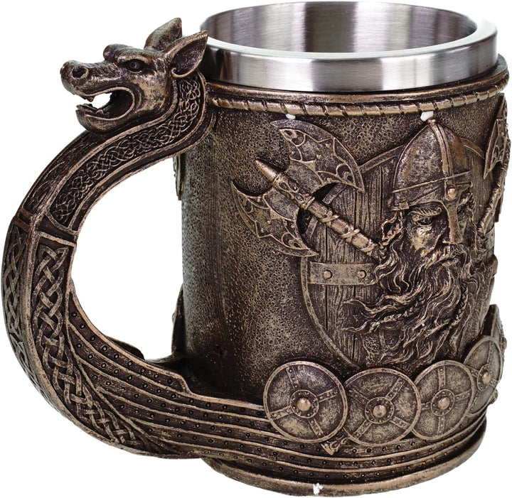 Vogler 816-931 Wikinger Krug Drakar Wikingerschiff mit Metalleinsatz Becher