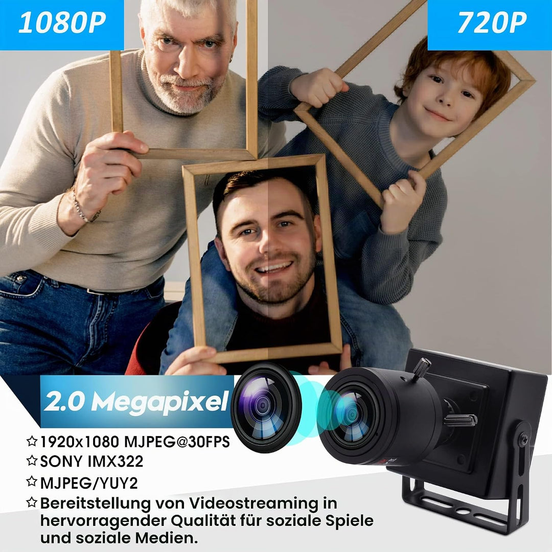 ELP Varifokus Objektiv Web Kamera 1080P USB Computer Business Webcam,2.8-12mm Zoom Objektiv,Weitwink
