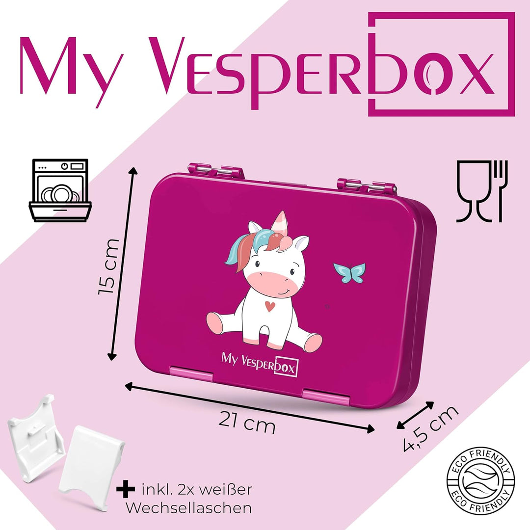 My Vesperbox® Brotdose für Kinder mit Fächern [LEN] - Lunchbox mit Trennfächern - Bento Box - Jausen