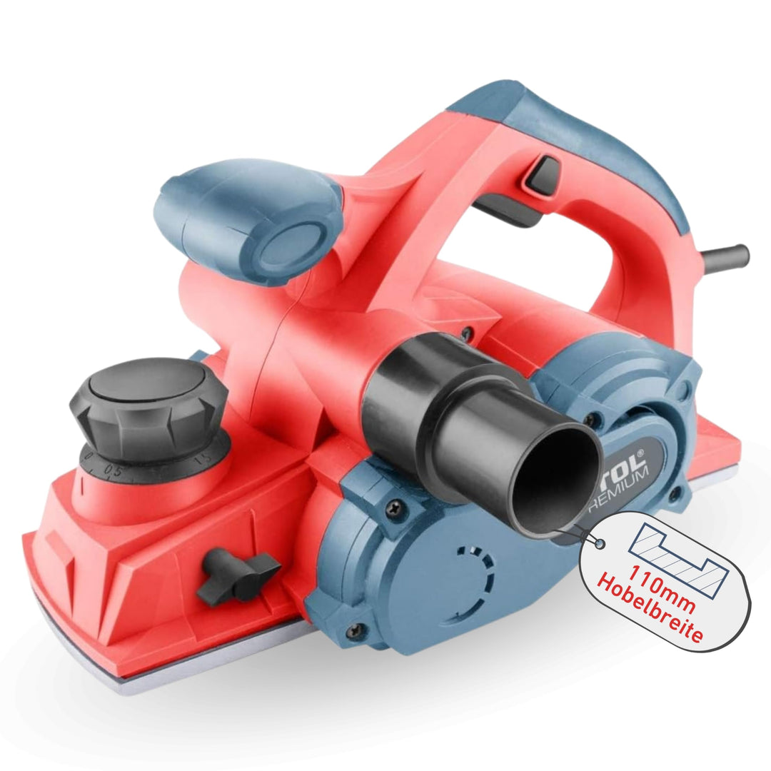 Extol Premium 8893405 Elektrohobel, Breite: 110mm, 1000W, bis 3mm Spantiefe, Parallelanschlag, 2 Ril