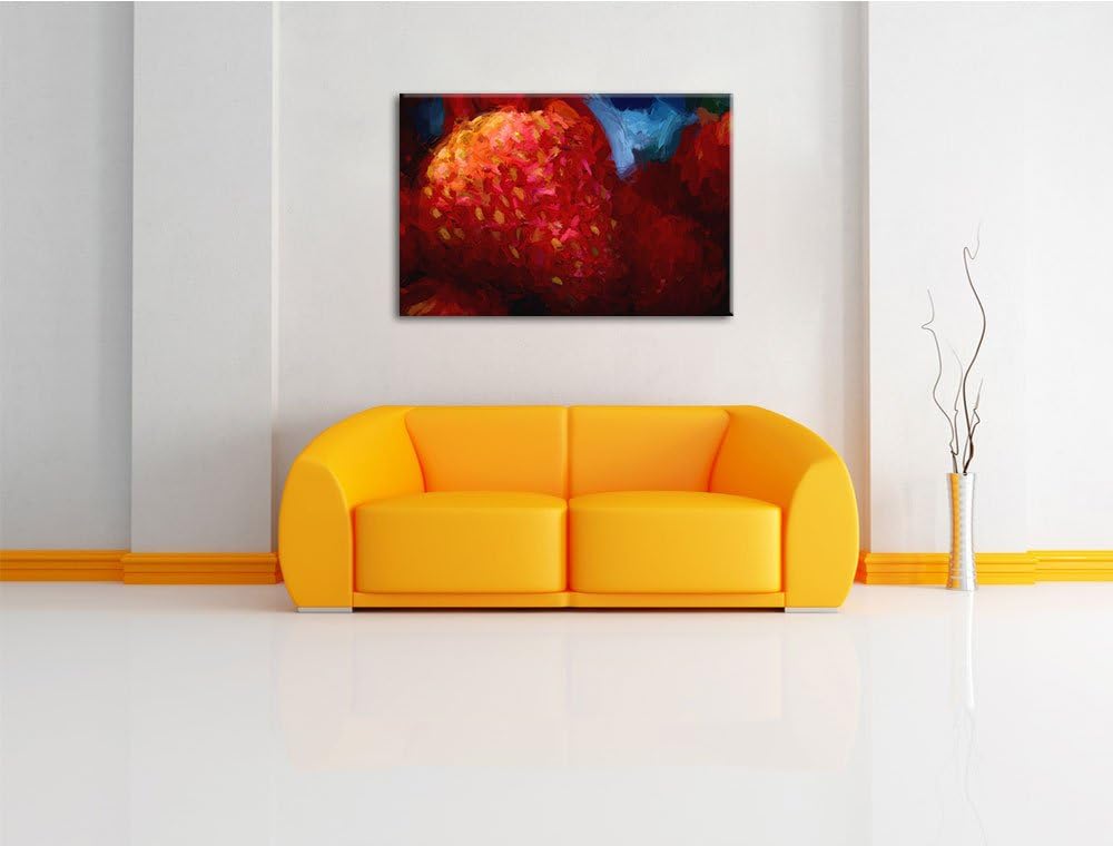 reife Erdbeeren Deluxe Format: 100x70 cm auf Leinwand, XXL riesige Bilder fertig gerahmt mit Keilrah