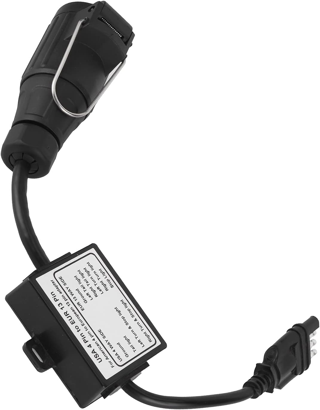 Trailer Connector US, Plug to EU 13 Pin Portable 4 Pin Flat Light Circuit Wiring Converter