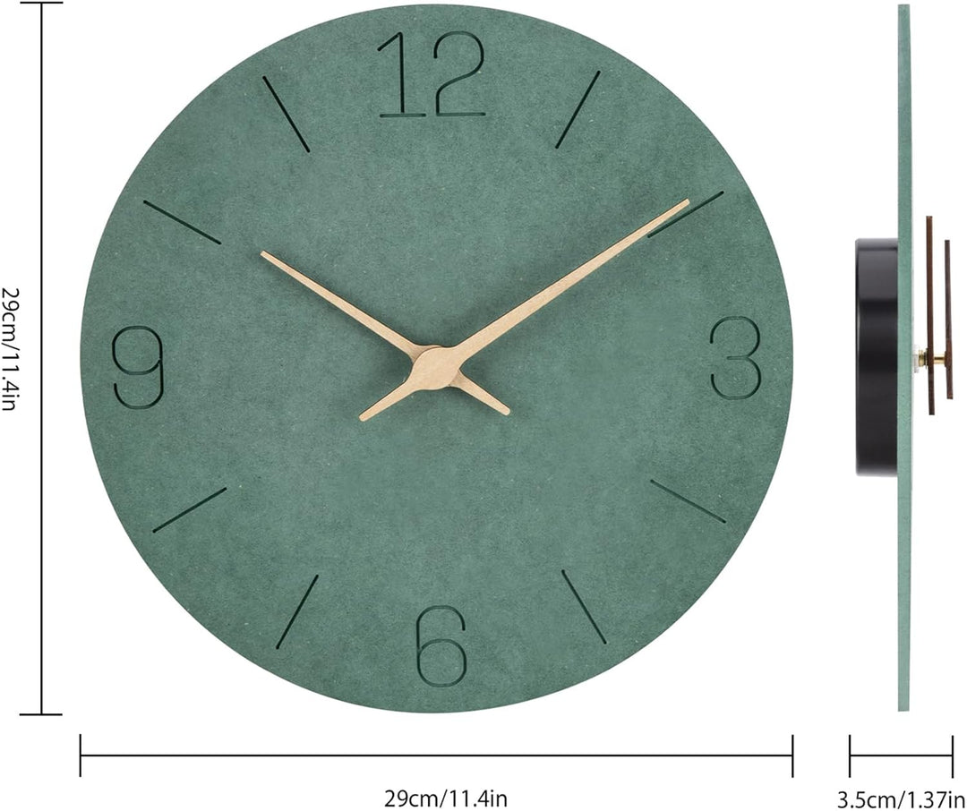 Warminn MDF Holz Wanduhr Ohne TickgeräUsche Lautlos Modern 30cm Quarz Gross Batterie Betriebene Wand