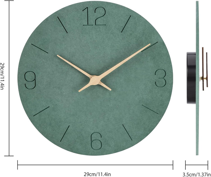 Warminn MDF Holz Wanduhr Ohne TickgeräUsche Lautlos Modern 30cm Quarz Gross Batterie Betriebene Wand
