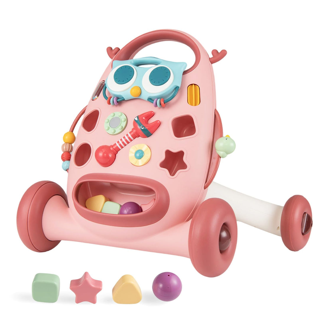 COSTWAY Lauflernwagen Baby, Lauflernhilfe mitovalem Spieler & Formen-Sortierer, Laufhilfe mit Rassel