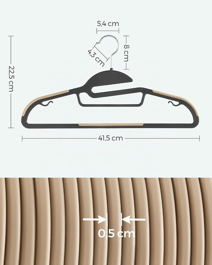 SONGMICS Kleiderbügel Kunststoff, 20er Set, Bügel mit U-förmiger Öffnung, platzsparend, 0,5 cm dick,