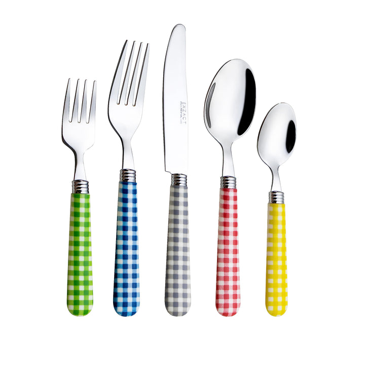 Exzact Besteck-Set, 20-teilig, Edelstahl, karierte Griffe, spülmaschinenfest, für 4 Personen 20pcs G