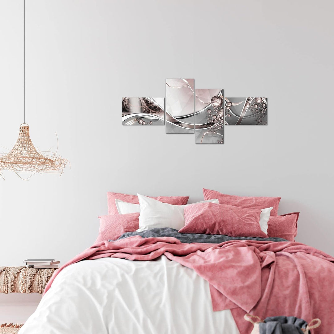 Runa Art Bild Modern Abstrakt - Made in Germany - Wandbilder Diamant Grau Rosa 4 Teilig 109142a 100
