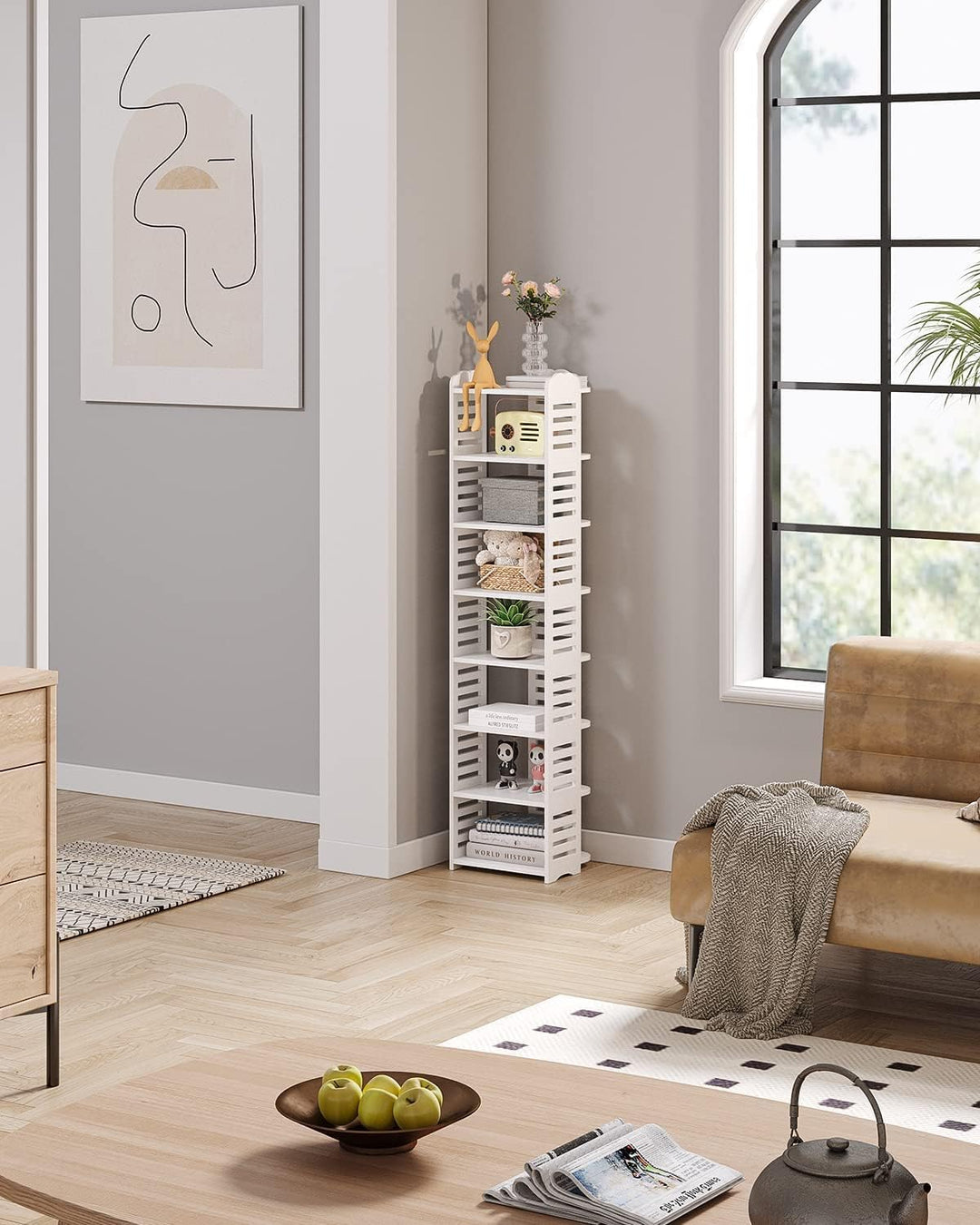 Dripex Schuhregal Schmal Weiss, Verstellbarer, Multifunktional, Standregal Schuhständer für Flur Ein