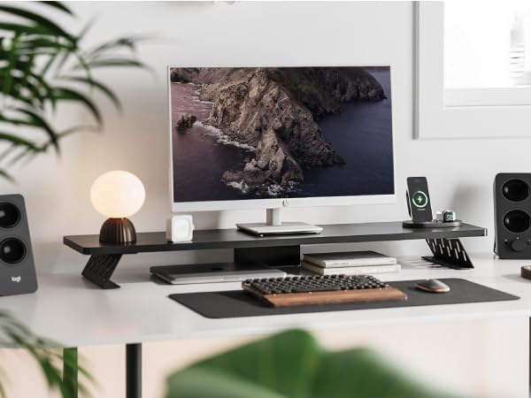 Fenge Dual Monitorständer mit Modernen Metallfüssen Multifunktionaler Bildschirmständer für Computer