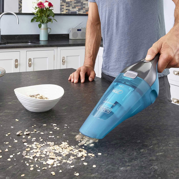 Black+Decker 2-in-1 Nass/Trocken-Handsauger (7.2V, Gummilippe für Nassreinigung aufsteckbar, transpa