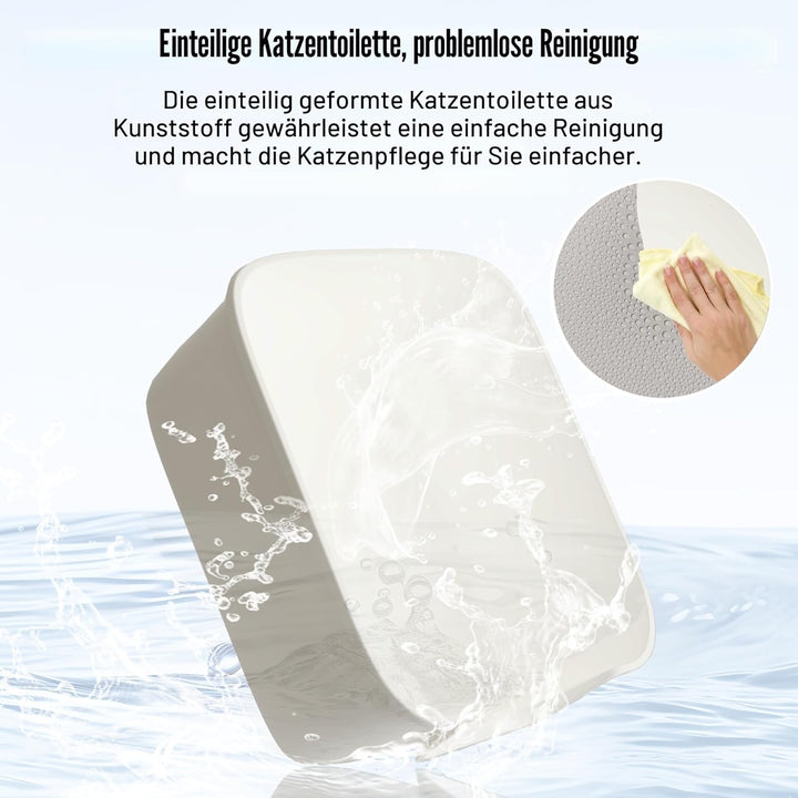 Suhaco Katzenklo Mit Hohem Rand Anti-Spritz Oben Einstieg 49 x 42 x 22 cm Leicht Zu Reinigen Katzent