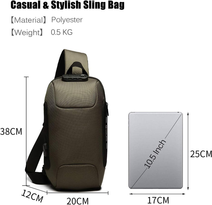 FANDARE Neu Brusttasche Sling Bag für 10,5 Zoll Tablet Herren Damen Schulranzen Umhängetasche mit US