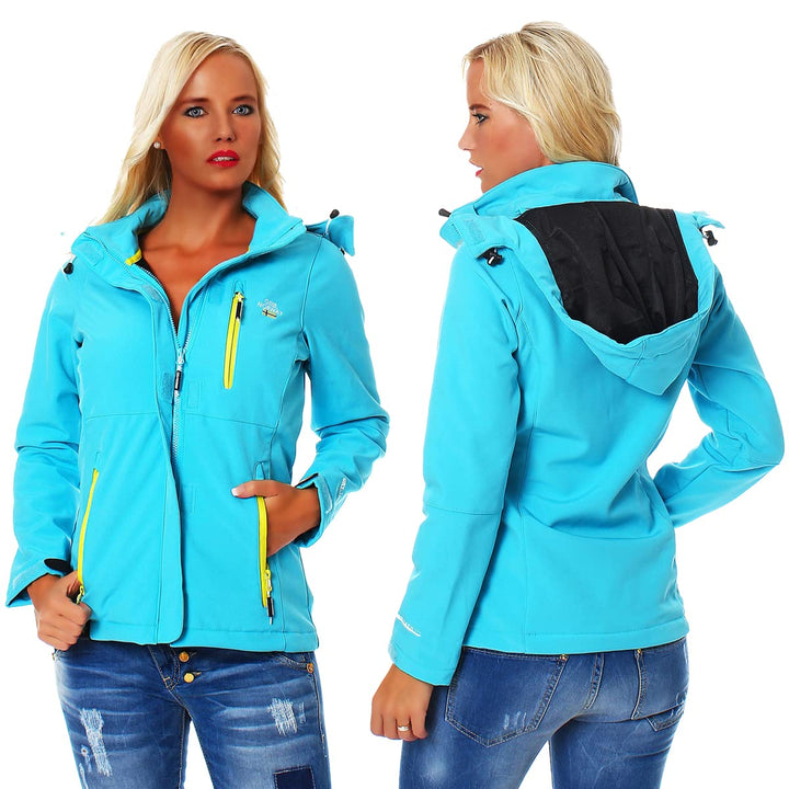 Geographical Norway Damen Softshell Jacke mit Kapuze Outdoor, Turquoise
