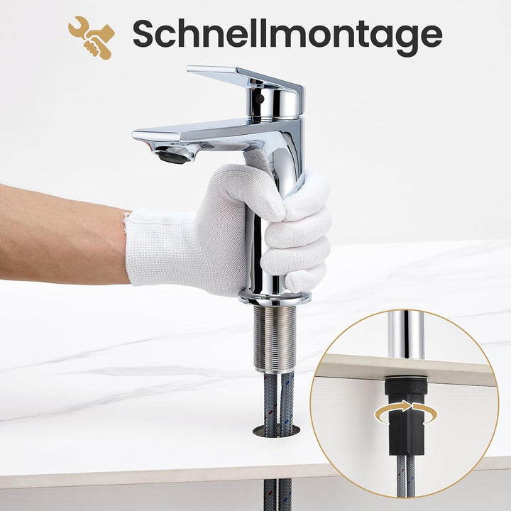 CECIPA Wasserhahn Bad, Bleifreie Waschtischarmatur mit Auslaufhöhe 11cm | Abnehmbarer Strahlregler m