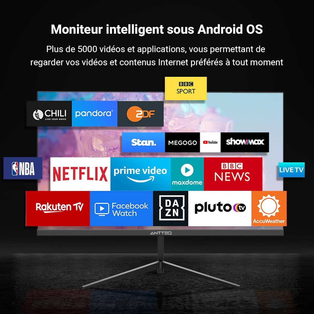 Antteq Smart Monitor 25 Zoll,FHD Android OS,Bluetooth Voice Remote Control,Google Chromecast Built i