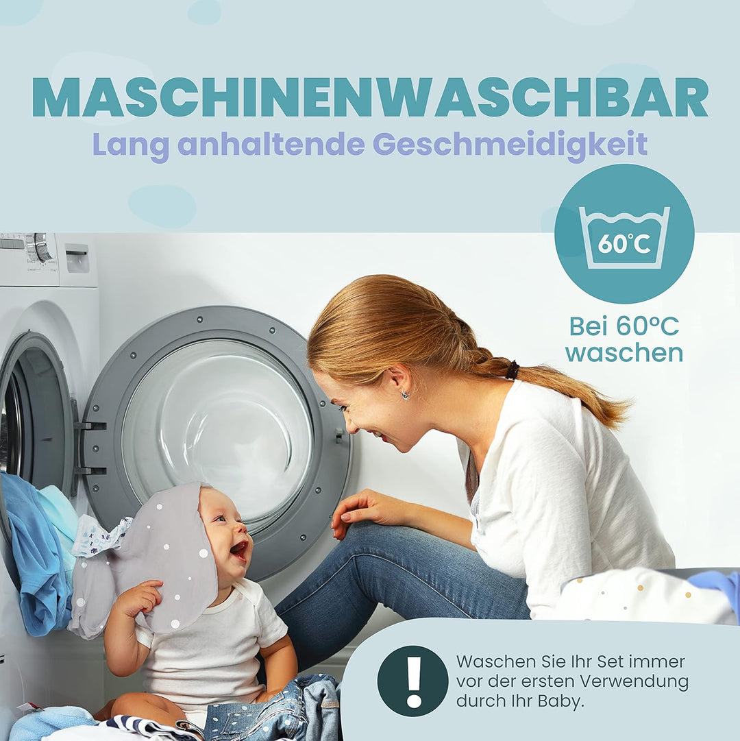 2X Spannbettlaken aus 100% Baumwolle mit Gummiband - 1X Matratzenschoner aus 100% wasserdichtem Mate