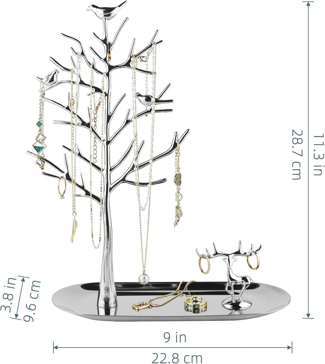 MORE&LESS Baum Hirsch Schmuckständer für Ringe Ohrringe Halsketten Armbänder geeignet für Wohnzimmer