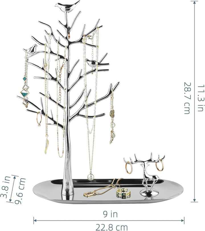 MORE&LESS Baum Hirsch Schmuckständer für Ringe Ohrringe Halsketten Armbänder geeignet für Wohnzimmer