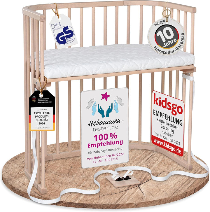 babybay Boxspring Beistellbett aus massivem Buchenholz / kompakt & verwandelbar / Kinderbett Höhe st