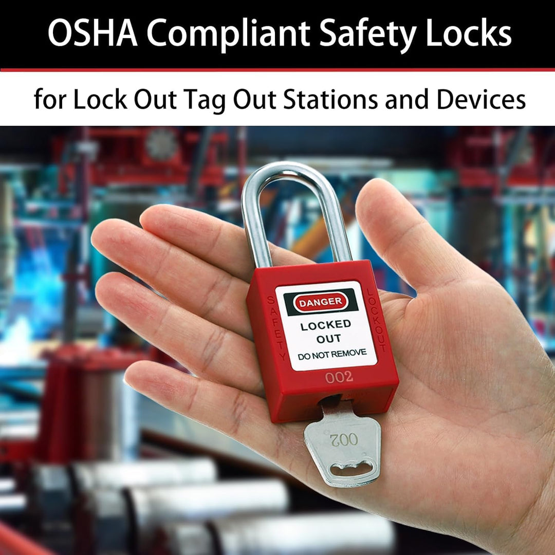 WUWEOT 10 Stück Lockout Tagout Schlösser, verschiedene rote Loto Safe Vorhängeschlösser, OSHA-Sicher