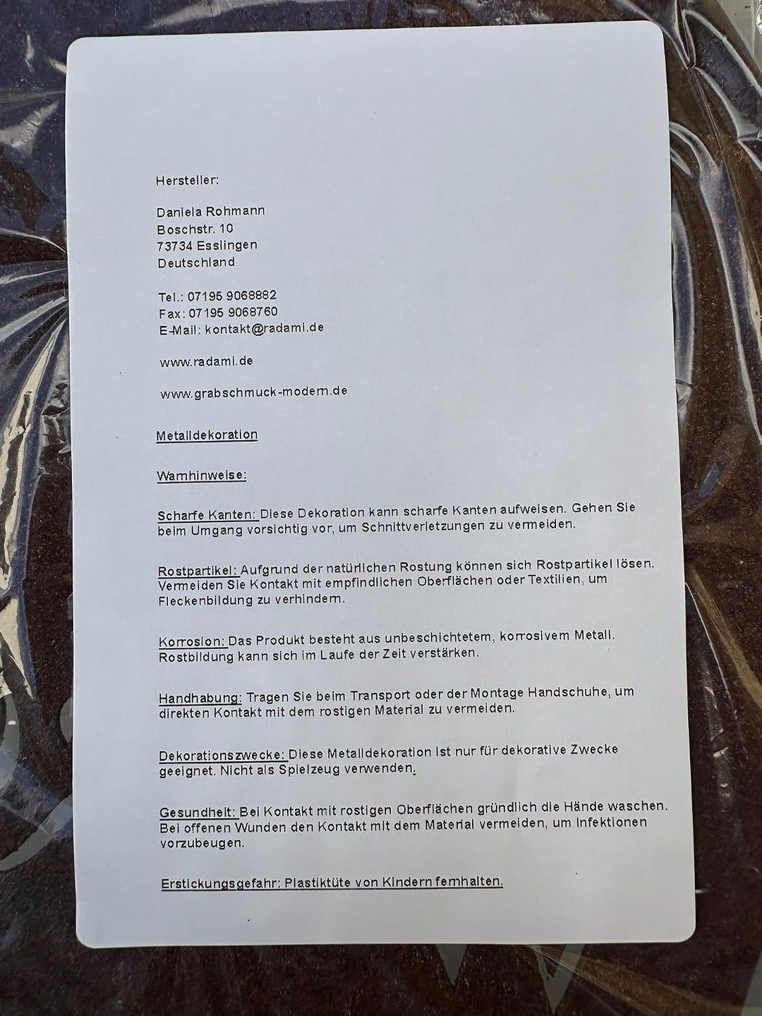 Radami Edelrost Grabherz Grabstecker Grabschmuck Gedenkstein Trauerherz Herz Spruch Stecker für Grab