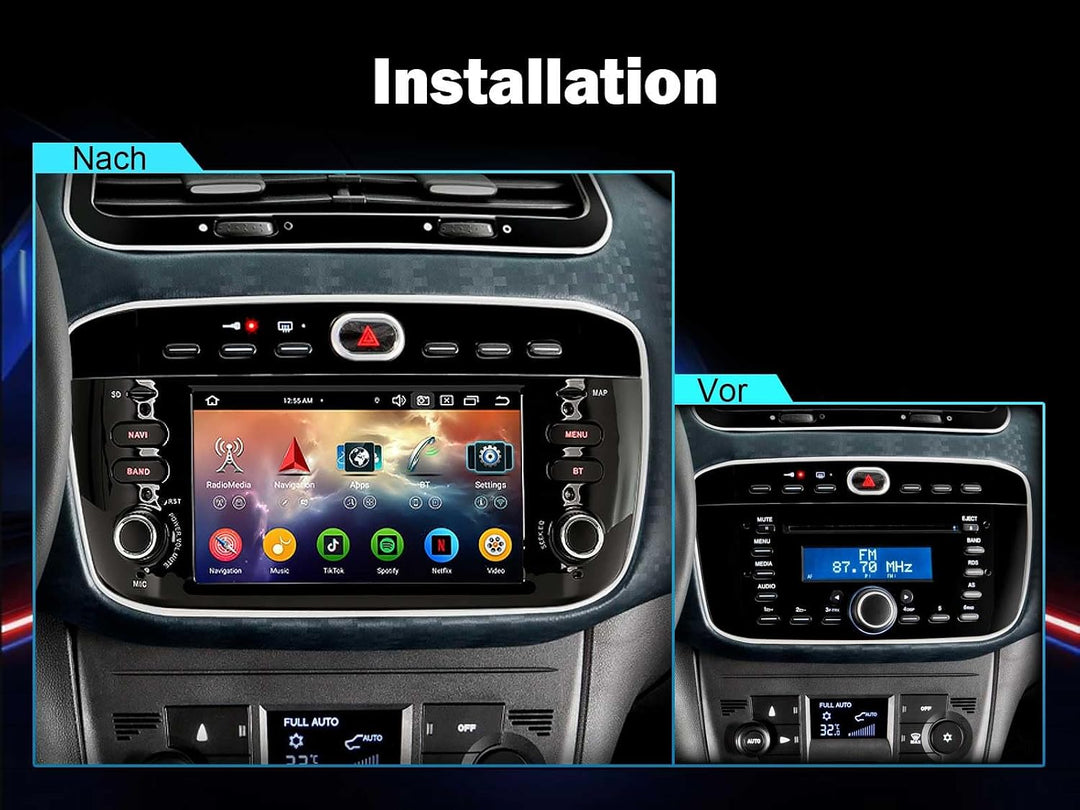Acht-Kern 4GB+64GB Android 14 DAB+ Autoradio GPS Für Fiat Grande Punto Linea 2012-2016 mit Navigatio