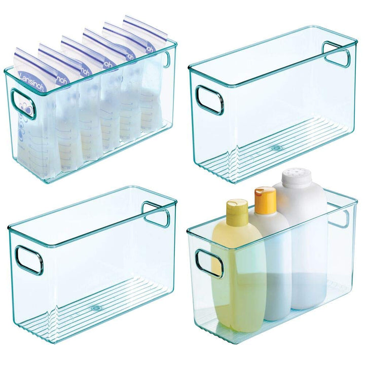 mDesign 4er-Set Kinderzimmer Organizer – grosse Sortierbox mit praktischen Griffen – BPA-freier Kuns