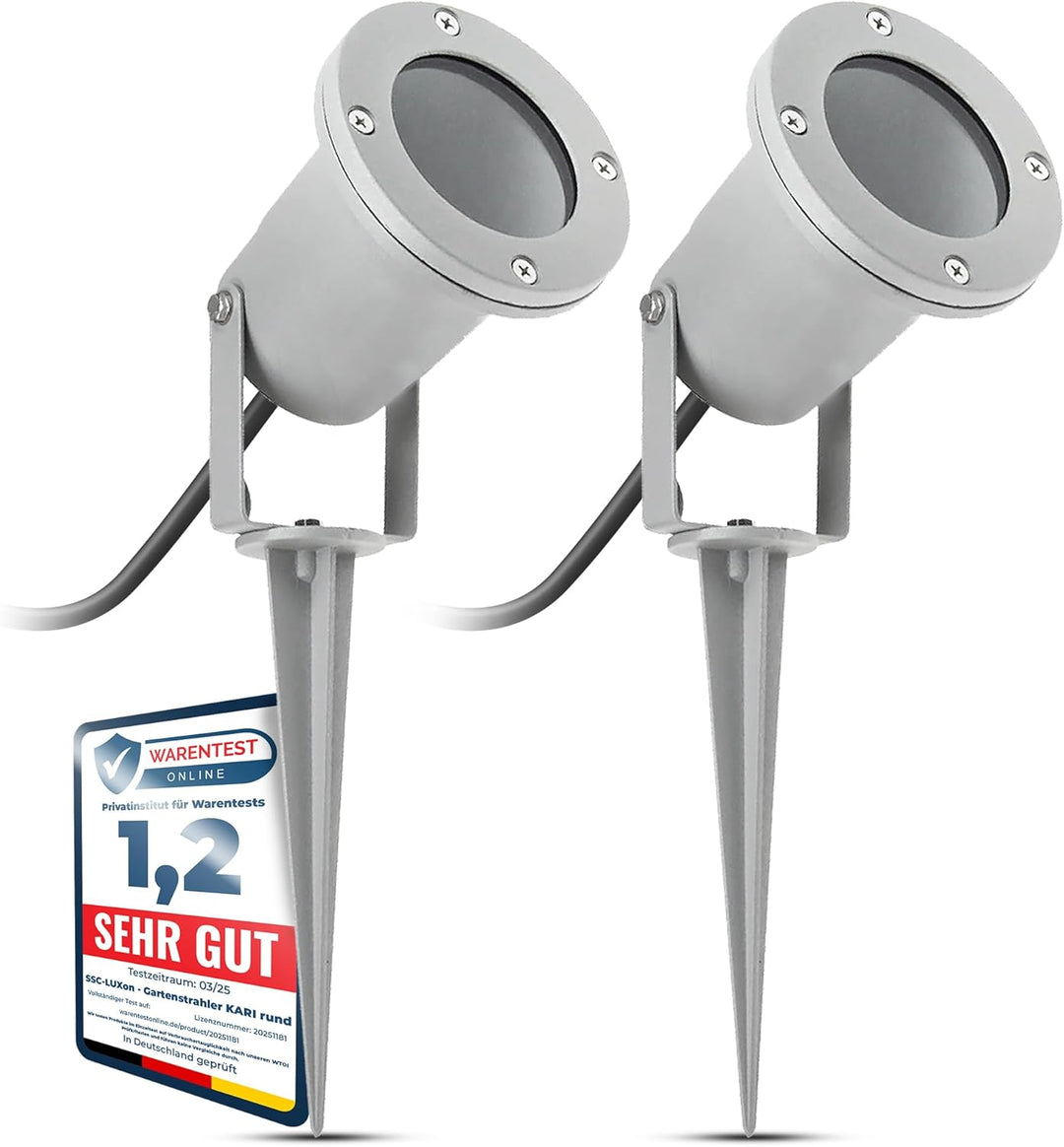SSC-LUXon 2 Stück LED Gartenstrahler mit Erdspiess für aussen - mit 3W GU10 LED warmweiss - Gartenle