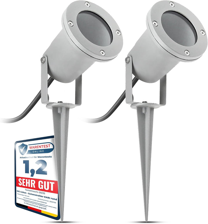 SSC-LUXon 2 Stück LED Gartenstrahler mit Erdspiess für aussen - mit 3W GU10 LED warmweiss - Gartenle