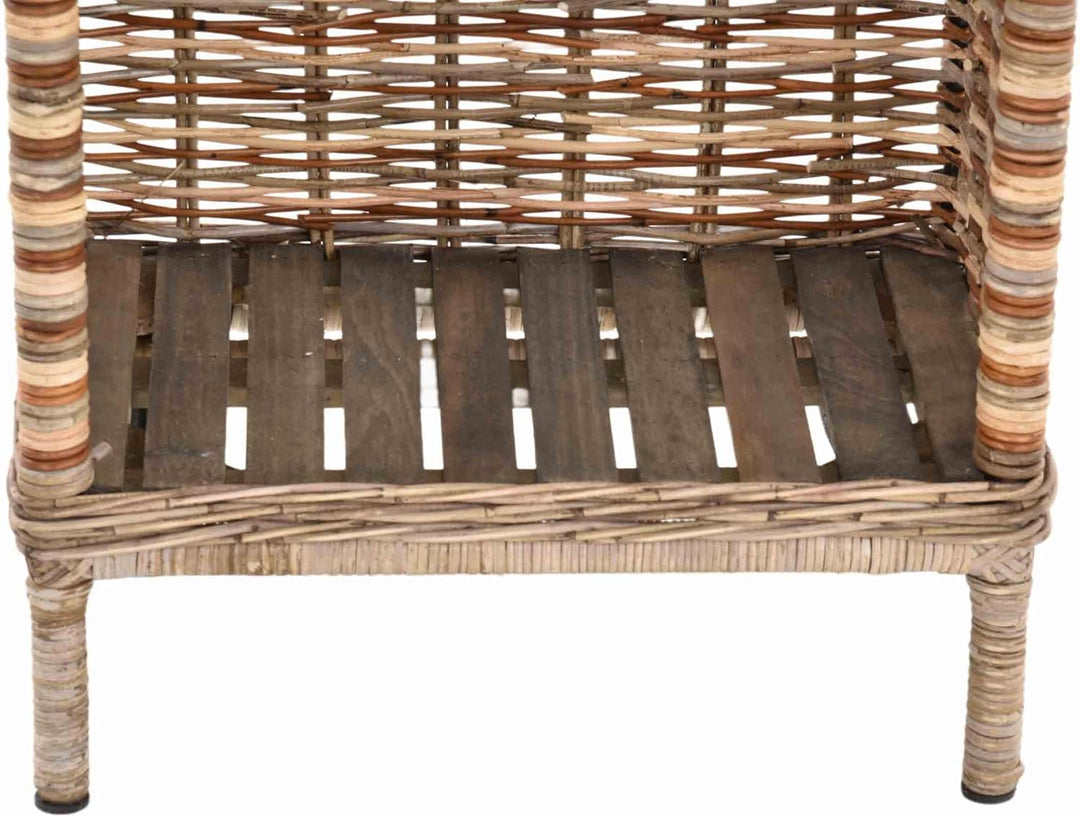 Holzwagen/Kaminholzwagen aus Natur Rattan Holzkorb mit Rollen und Griff Naturrohr (Mix), Mix