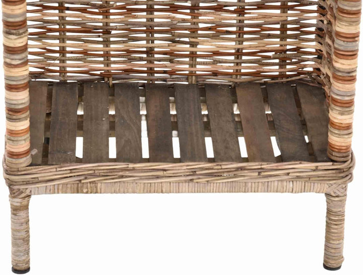 Holzwagen/Kaminholzwagen aus Natur Rattan Holzkorb mit Rollen und Griff Naturrohr (Mix), Mix
