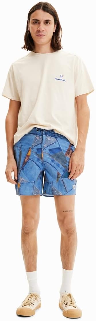 Desigual Herren Man Woven Board Shorts XXL Blau, XXL Blau