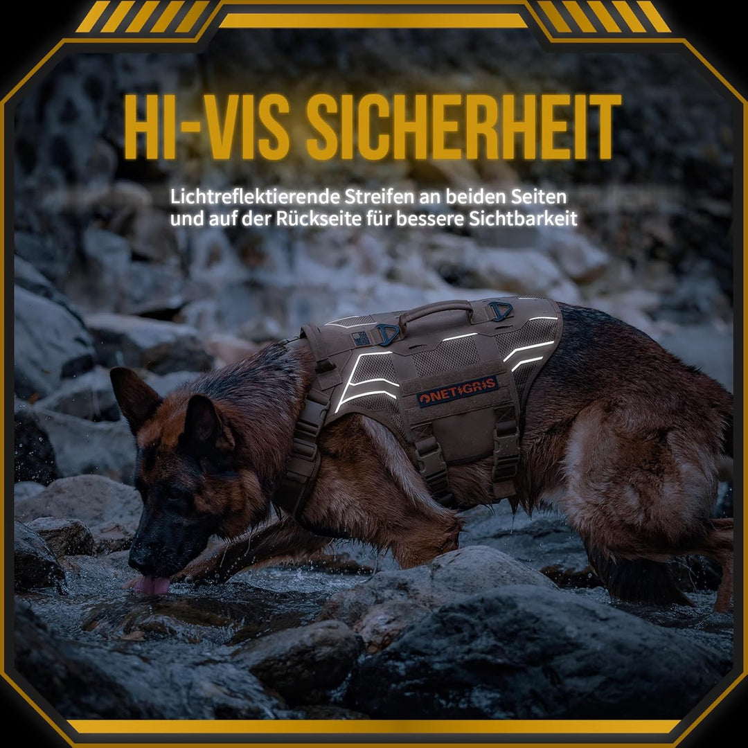 OneTigris Hundegeschirr, AIRE Armor Mesh Einstellbar Sicherheitsgeschirr mit 2 Griffe und 3 D-Ringen