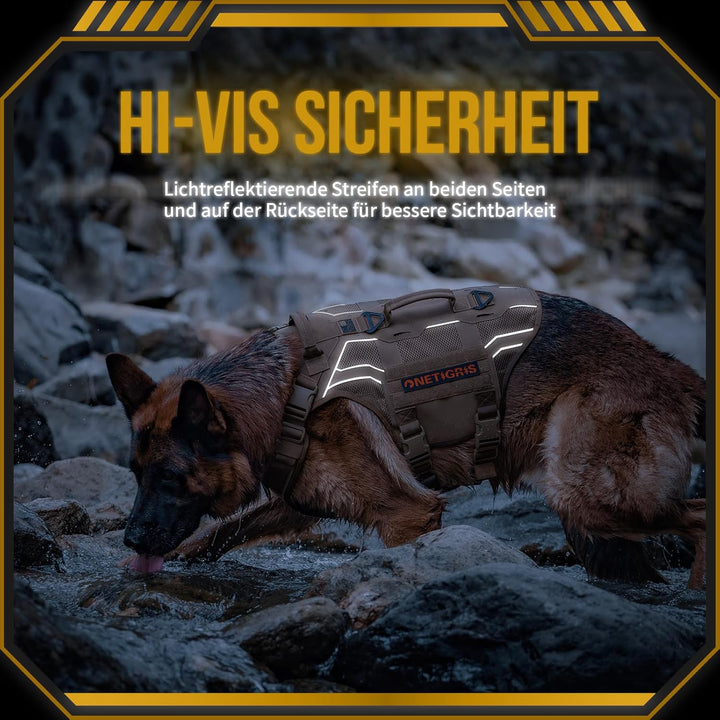 OneTigris Hundegeschirr, AIRE Armor Mesh Einstellbar Sicherheitsgeschirr mit 2 Griffe und 3 D-Ringen