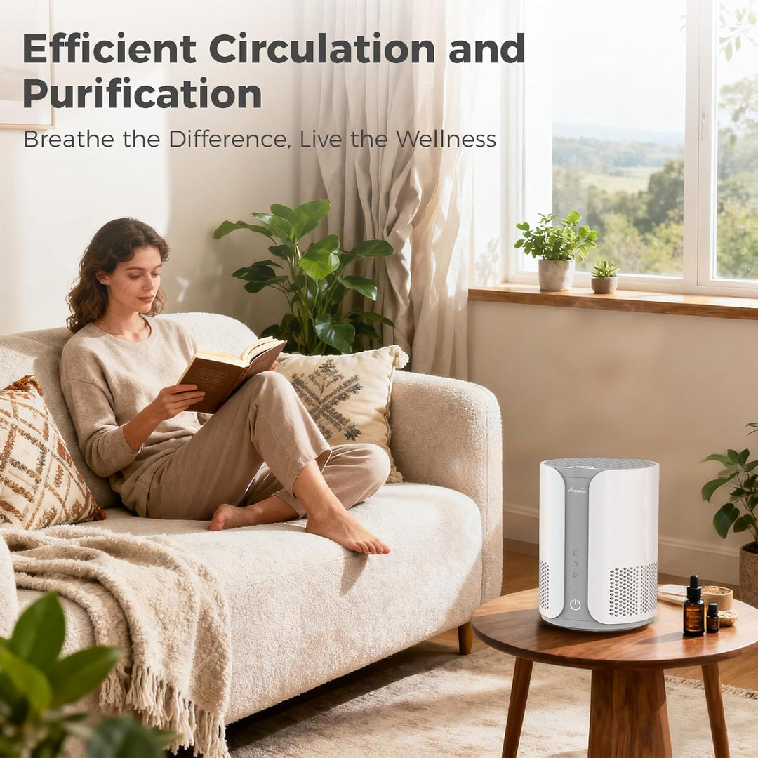 Avamia Luftreiniger mit H13 HEPA-Filter Aromatherapie-Diffusor, 3 Geschwindigkeitsstufen, Leise 22dB
