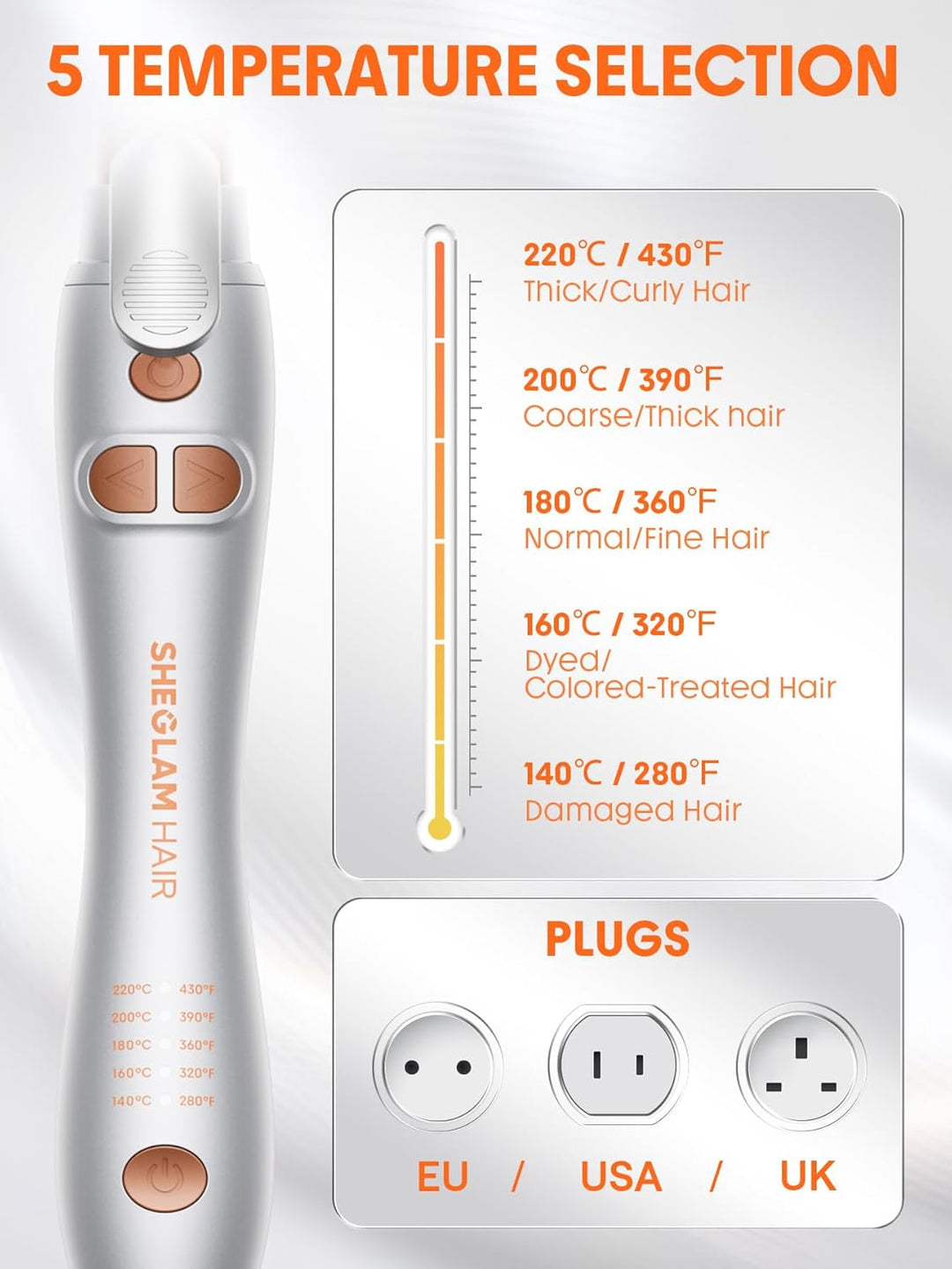 SHEGLAM Rotierendes Lockenstab, Automatischer Lockenwickler 25mm für langes Haar, mühelose Beach Wav