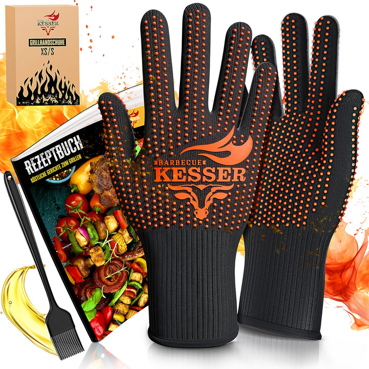KESSER® Grillhandschuhe hitzebeständig bis 500° XXL | Ofenhandschuhe Atmungsaktiv & mit rutschfestem