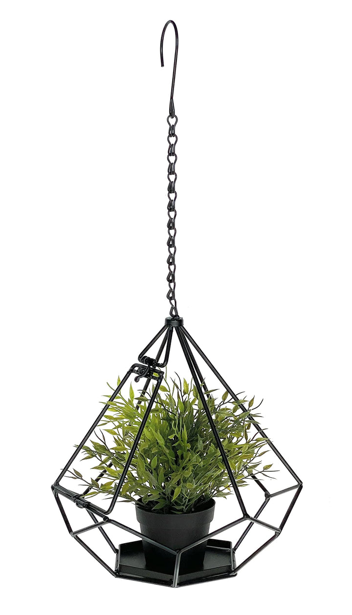 DanDiBo Blumenampel innen Metall Wand Hängepflanzen 64 cm 96075 S mit Tür 6 Ecken Pflanzenhänger Blu