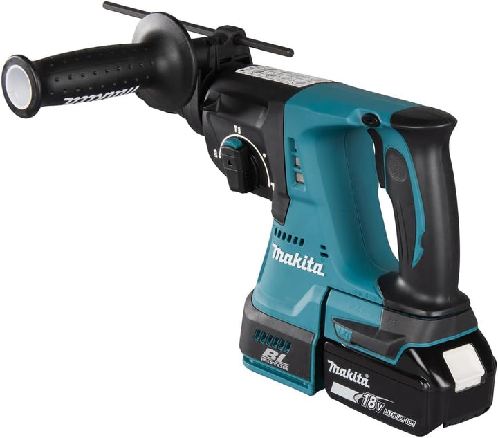 Makita Akku-Kombihammer für SDS-Plus, (18 V, 5,0 Ah im Makpac inklusive 2 Akkus und Ladegerät), DHR2