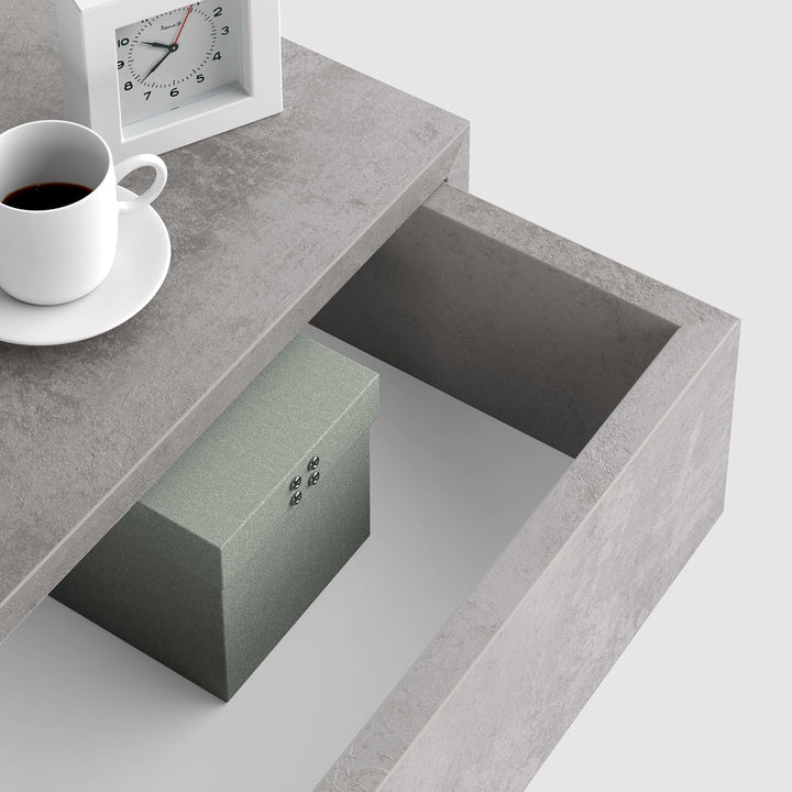 MOBILI FIVER, Riccardo Nachttisch, Grauer Beton, Made In Italy, Grauer Beton