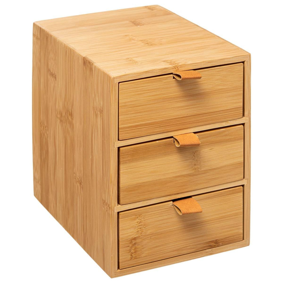 5five - box mit 3 schubladen bambus lederriemen