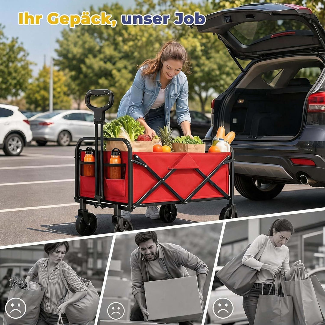 Litake Bollerwagen faltbar 220L, Gartenwagen mit All-Terrain-Rädern | Faltbarer Bollerwagen 220L mit