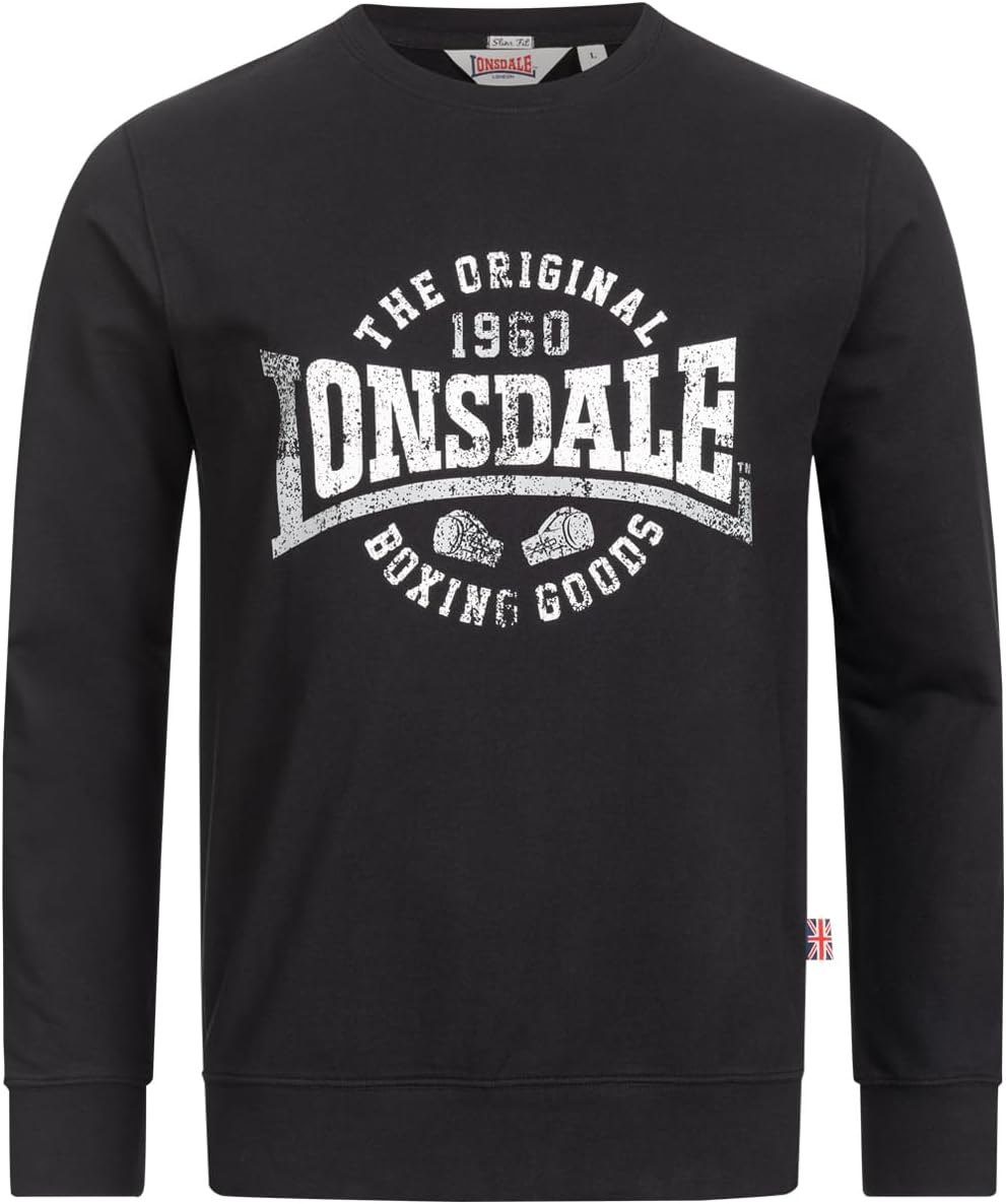 Lonsdale Herren Badfallister Sweatshirt XXL Black/White/Grey, XXL Black/White/Grey