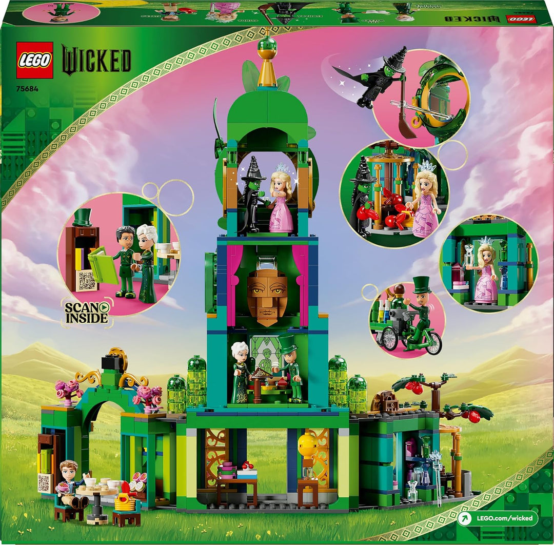LEGO Wicked Willkommen in Emerald City, Spielzeug mit Turm, Glinda und Elphaba Mini-Puppen, Geschenk